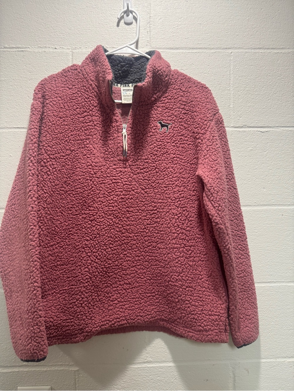 PINK Victoria’s Secret Sherpa Quarter Zip Pullover Pink Teddy Fleece